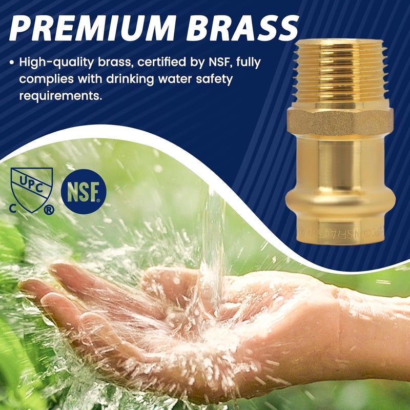 Abbiemo 10PCS 1/2 inch Propress x 1/2 inch NPT Male Adapter Pressure Copper Fitting ProPress Connect to Male NPT Pipe Lead-Free - Image 3